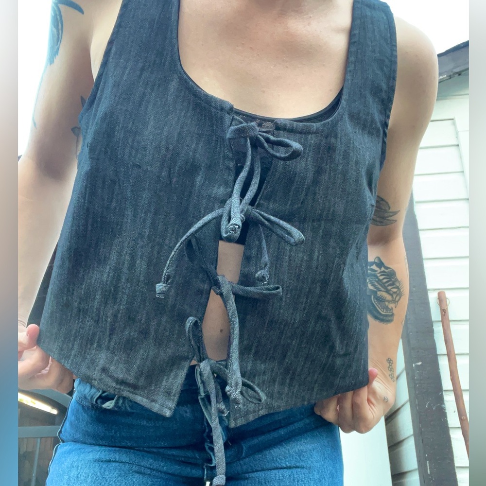 Hand made tie front top